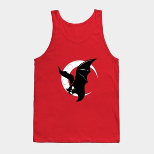 Bat Flying Crescent Moon Digital Art T-Shirt Design Tank Top